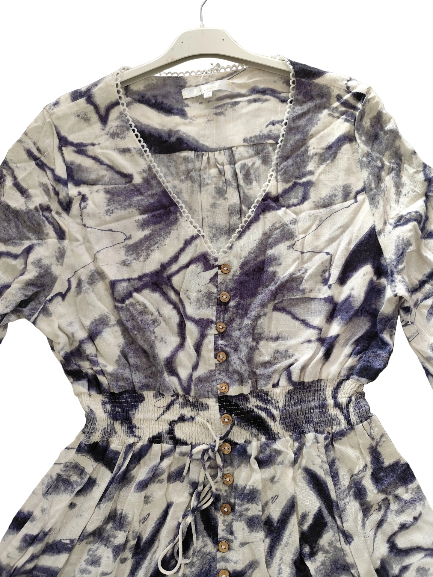 🌸 Robe Maxi Bohème - Imprimé Abstrait Indigo