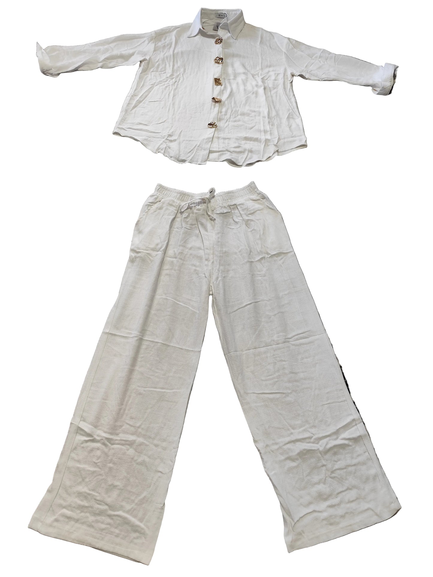 Ensemble 2 Pièces en Lin & Coton – Élégance Bohème Chic"(H91510)"