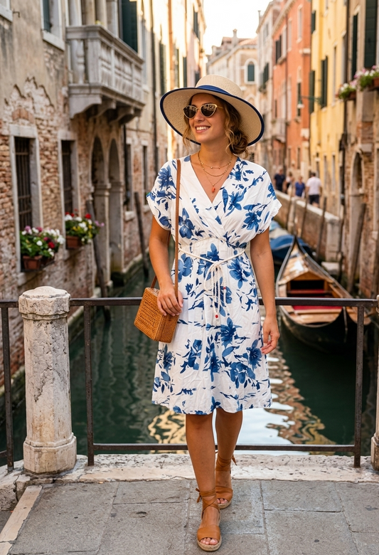 🌸 Robe Mi-Longue Fleurie - Style "Dolce Vita" 🌸