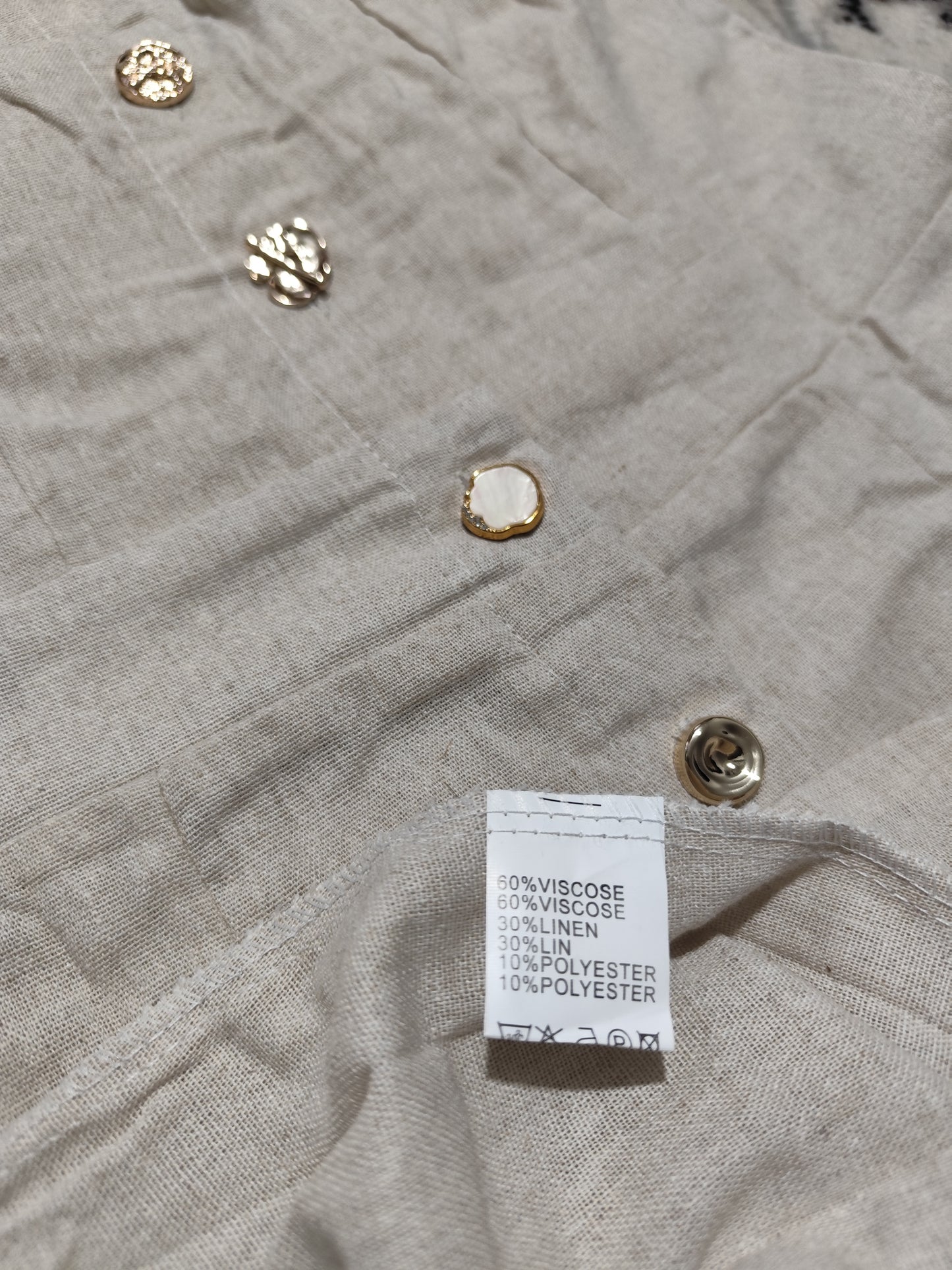 Robe Longue d'Été en Lin Mélangé – Élégance Naturelle & Détails Bijoux(Df158)