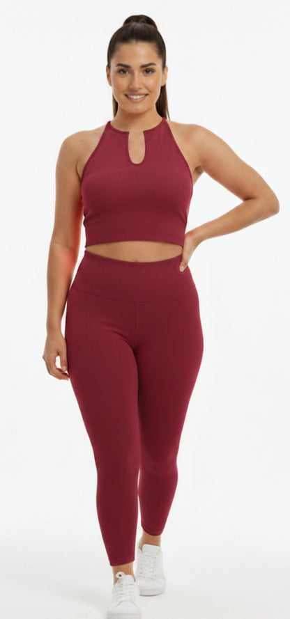 Ensemble de Sport Côtelé (Crop Top & Legging) – Plusieurs Coloris