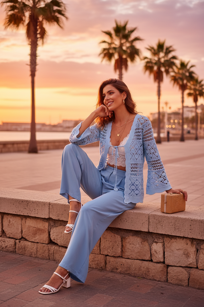 Ange - Baby Blue Crochet Sunset