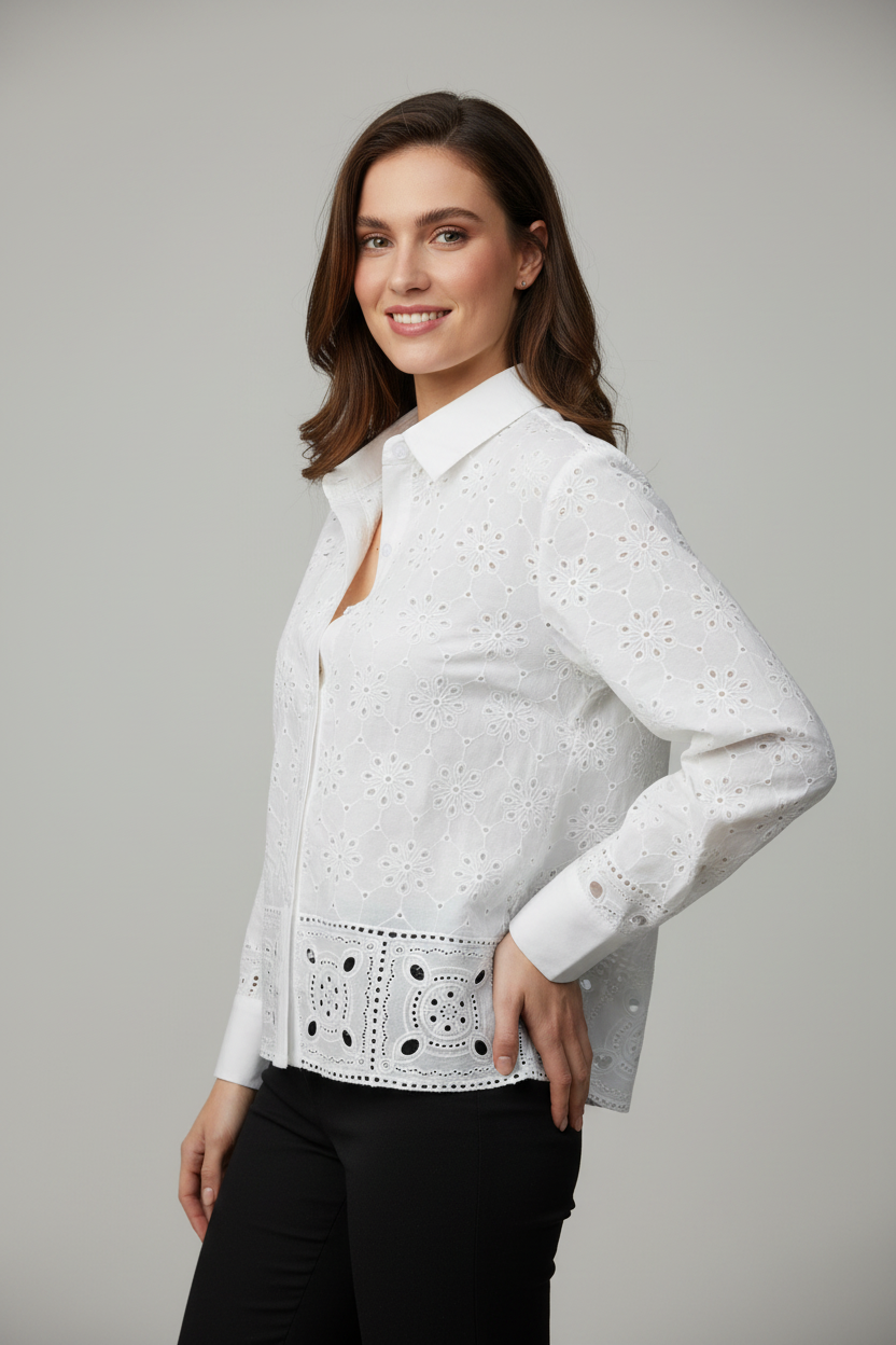 Ange - Beyaz Broderi Gömlek Poz 2