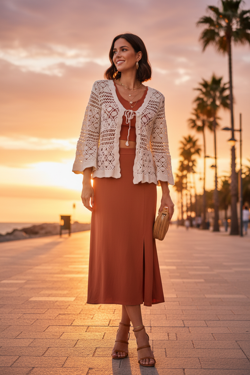 Ange - Cream Crochet Sunset