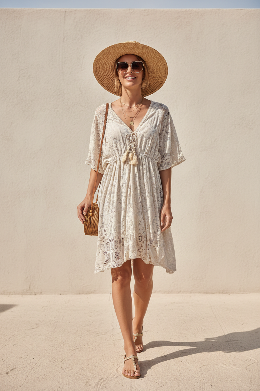 Ange – Robe Courte Dentelle Bohème