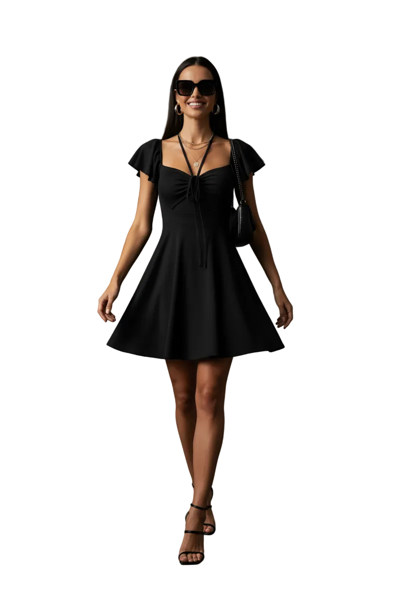 Ange - Siyah Cut-Out Elbise - Poz 4