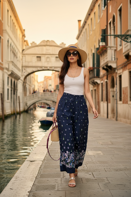 Pantalon fleuri à Venise