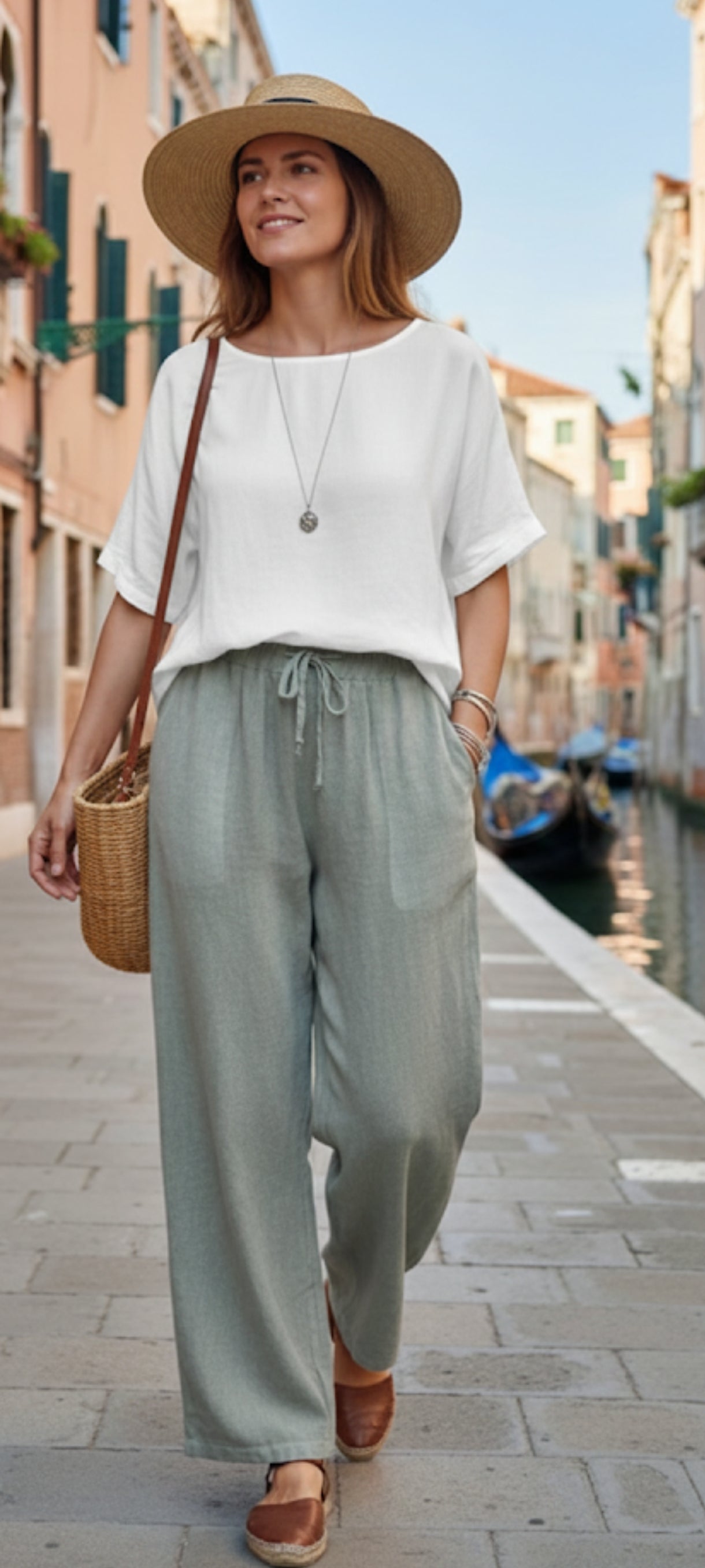 Pantalon large bohème chic en coton – Idéal pour l'été