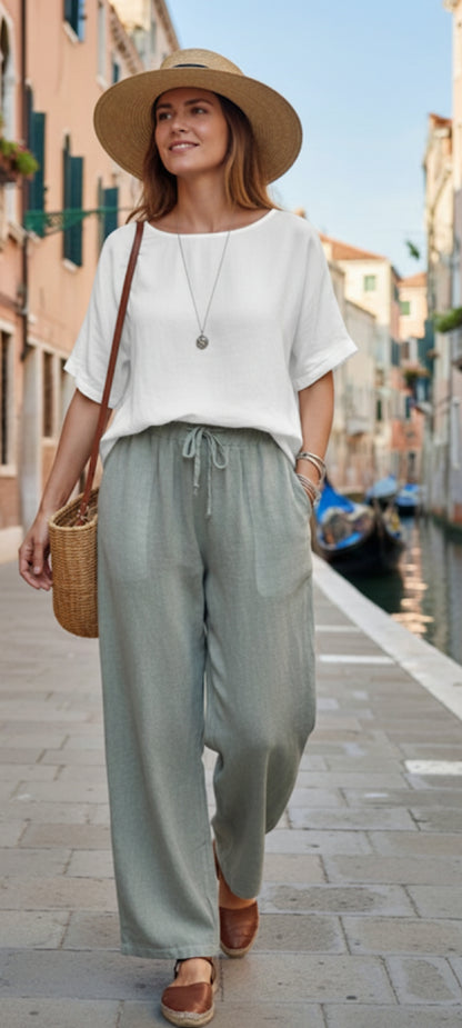 Pantalon large bohème chic en coton – Idéal pour l'été