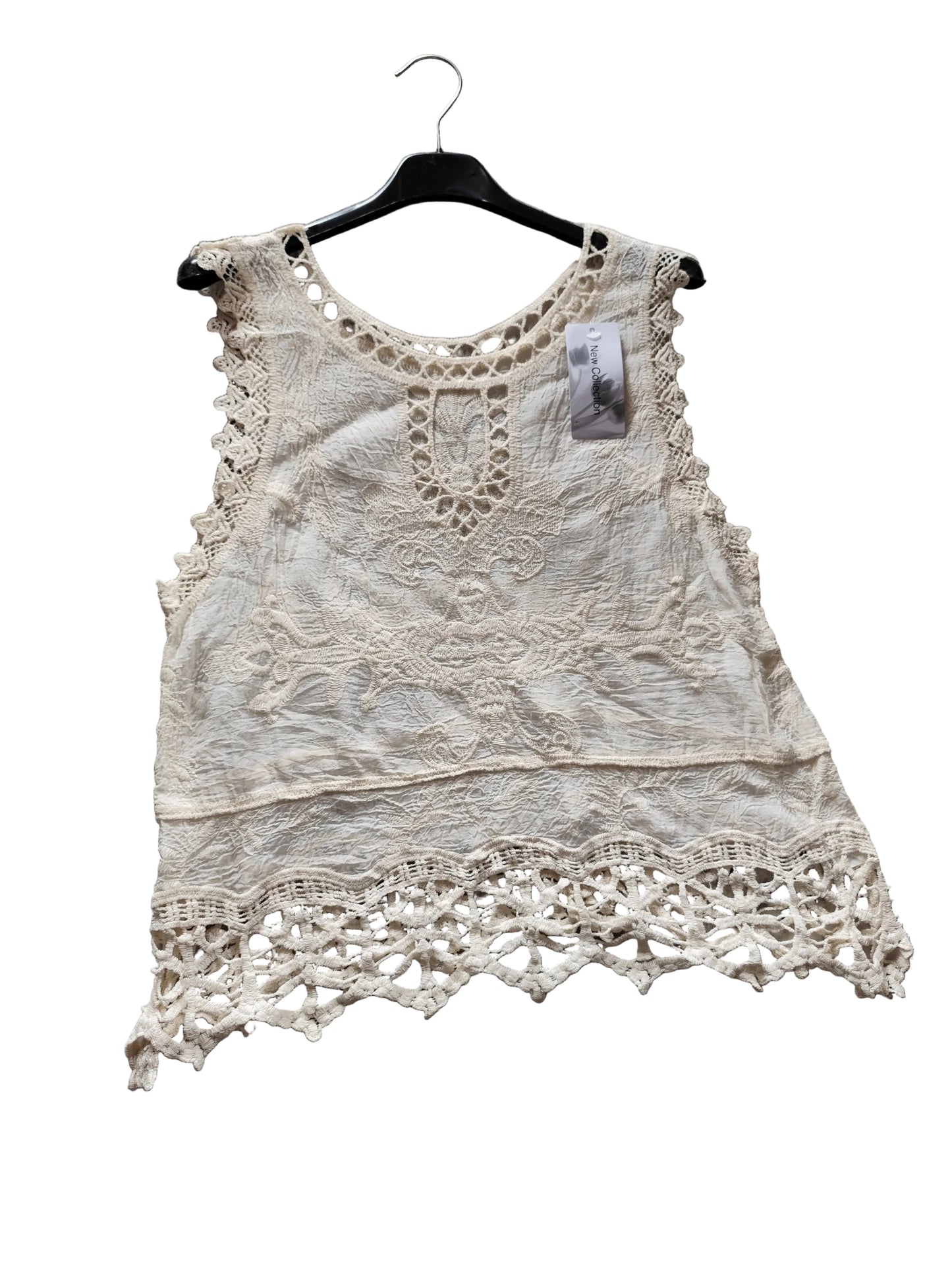 Top de Été Bohème en Gaze de Coton Brodée