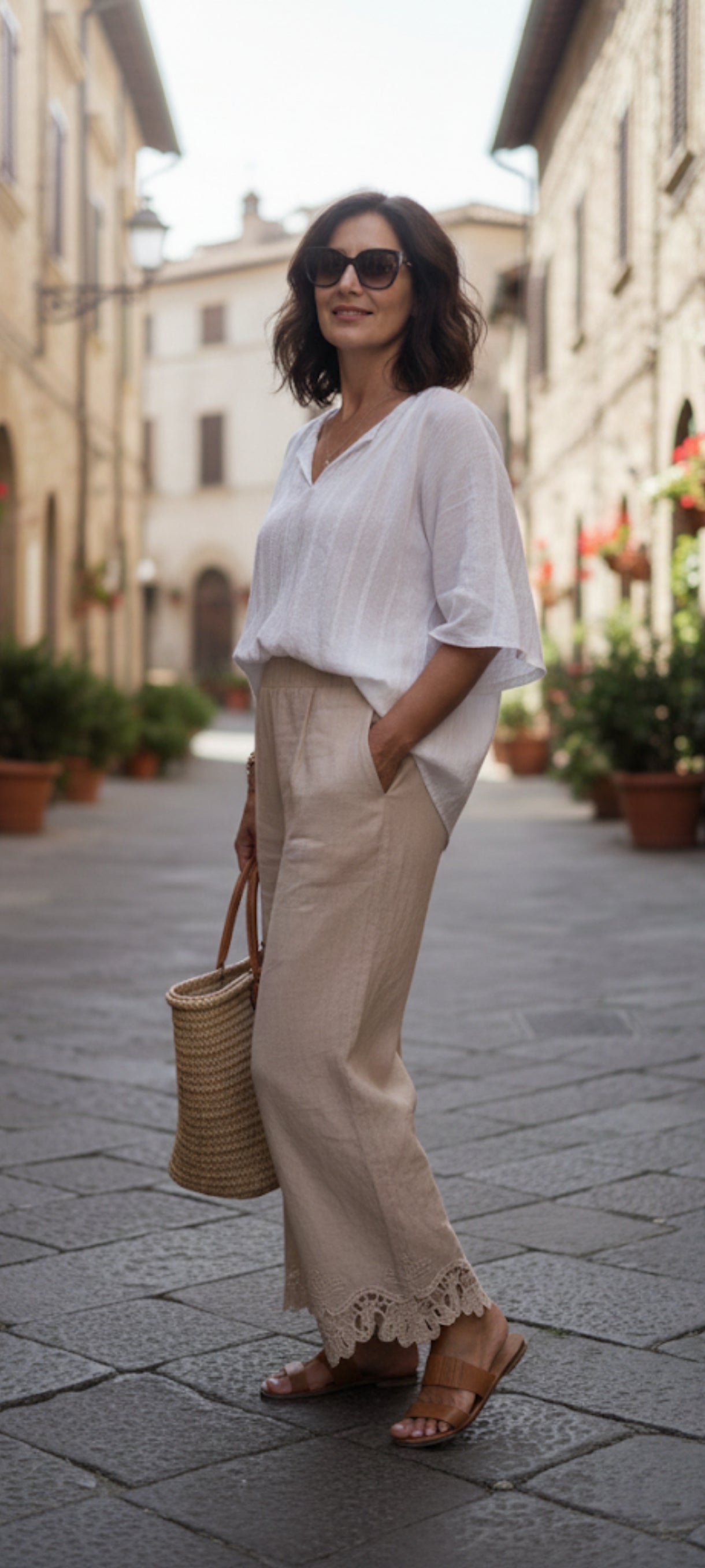 Pantalon large bohème chic en 100% Coton