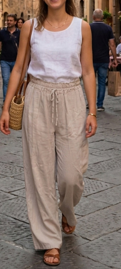 Pantalon Large en Coton & Viscose – Esprit Bohème Chic