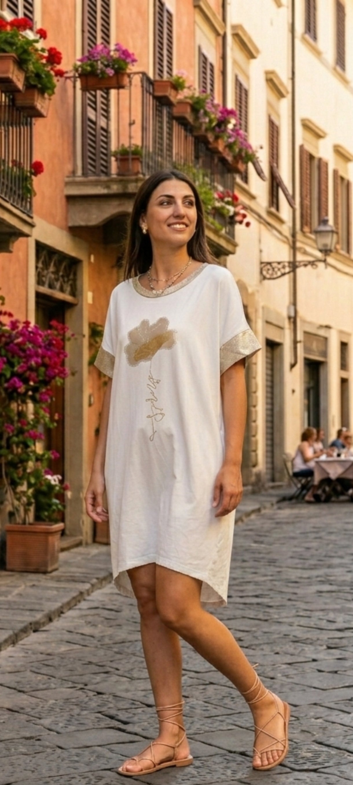 🌟 Robe Tunique "Spring" – Élégance Décontractée & Détails Dorés