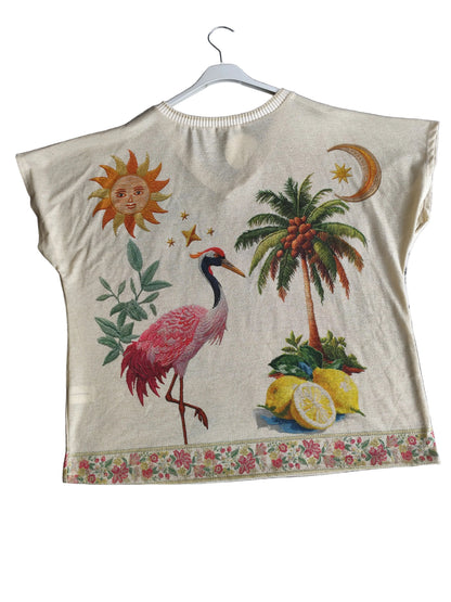 T-shirt Artistique "Miss Azur Paris" – Inspiration Tropicale & Frida, fabrique en Italie