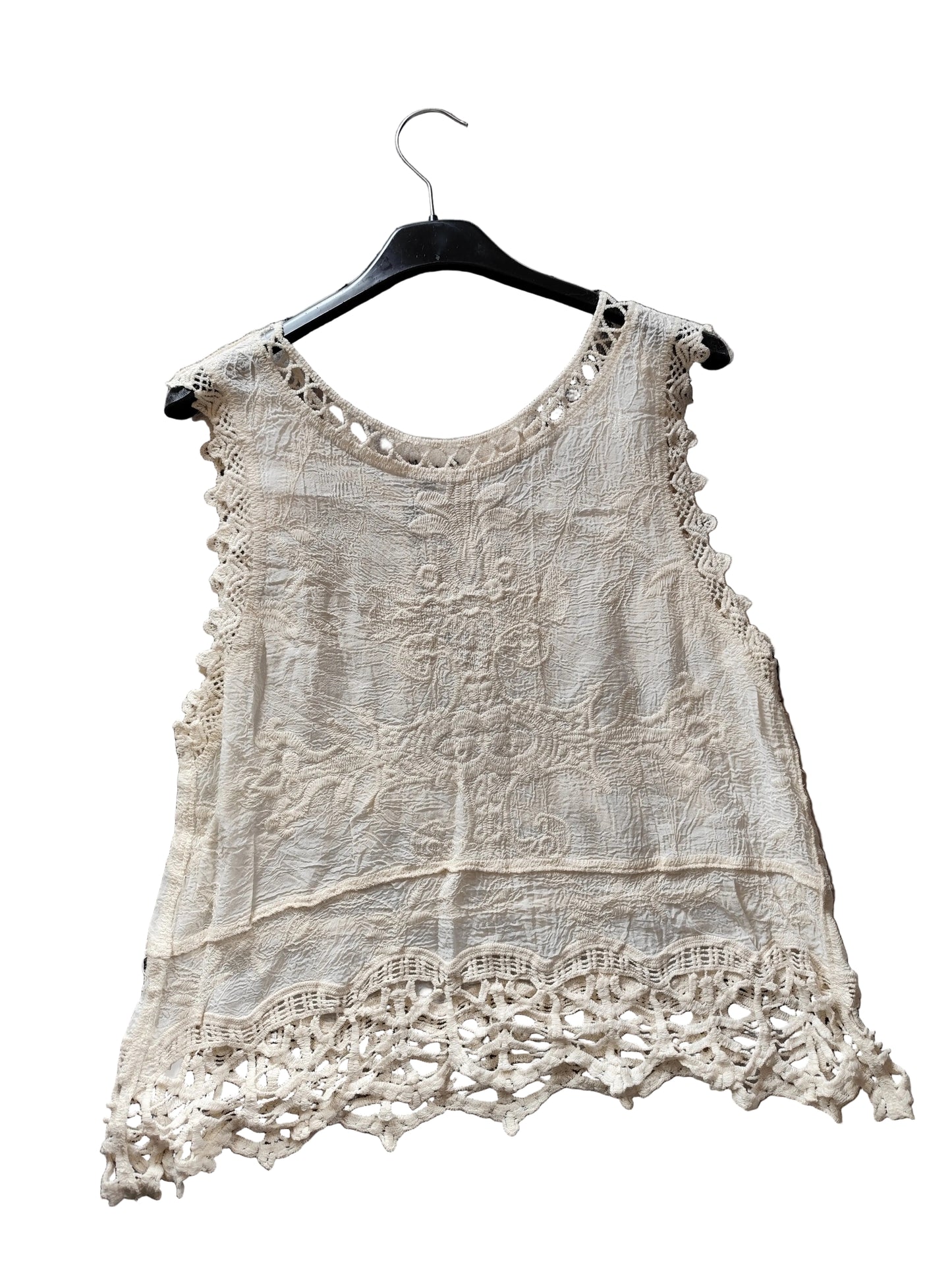 Top de Été Bohème en Gaze de Coton Brodée