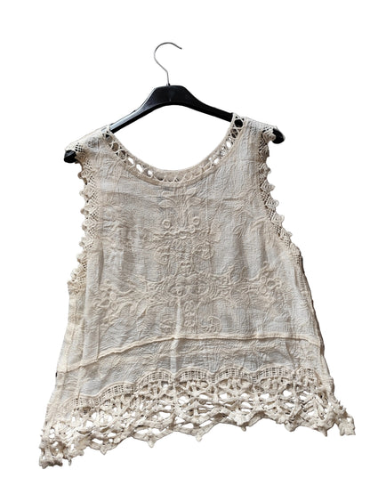 Top de Été Bohème en Gaze de Coton Brodée