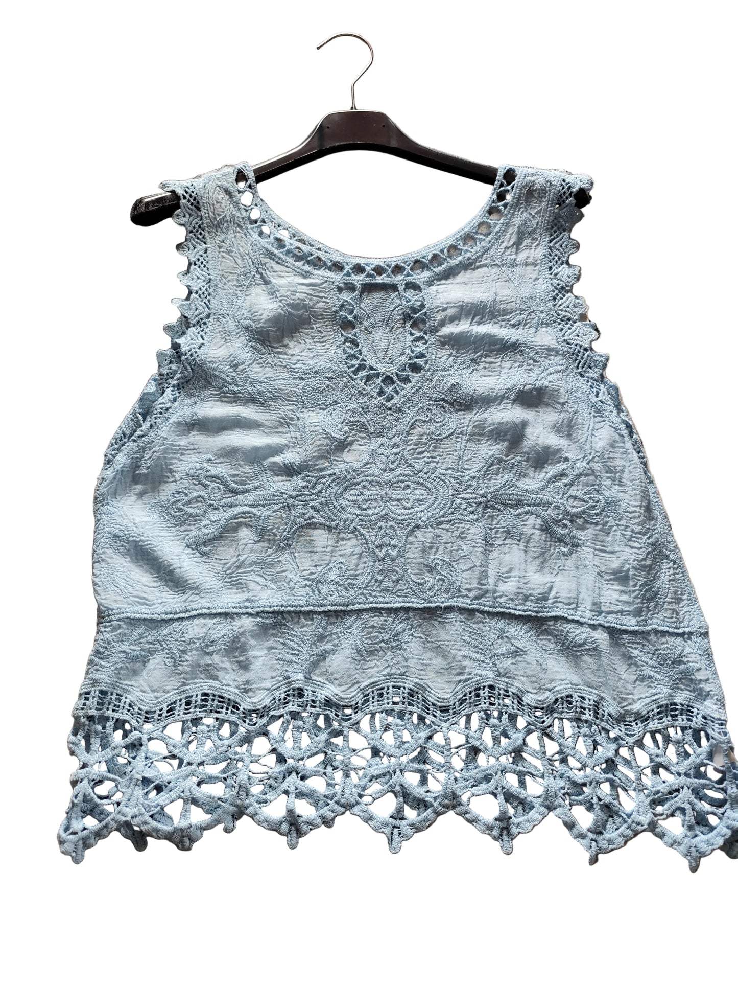 Top de Été Bohème en Gaze de Coton Brodée