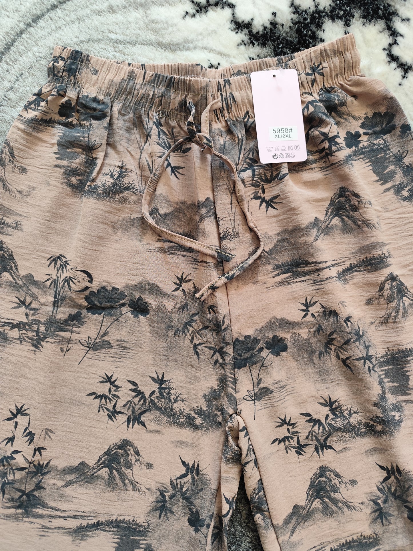 🌿 Pantalon Large Fluide - Imprimé Paysage Japonais 🌿