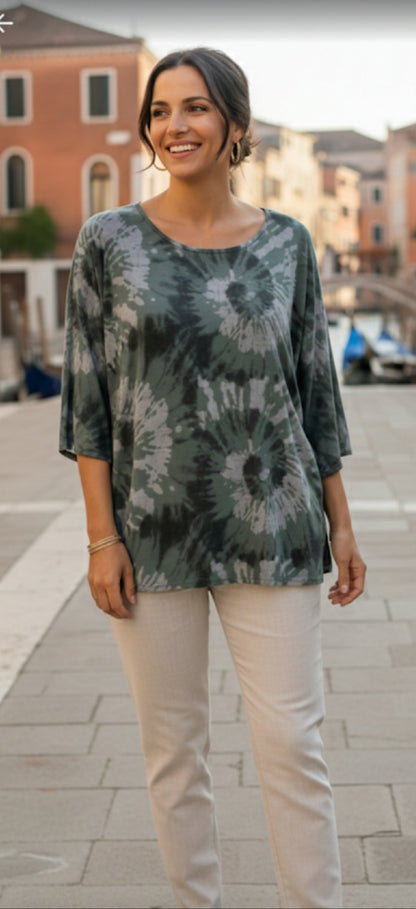 T-shirt Oversize à Motif Tie & Dye - Style Bohème Chic