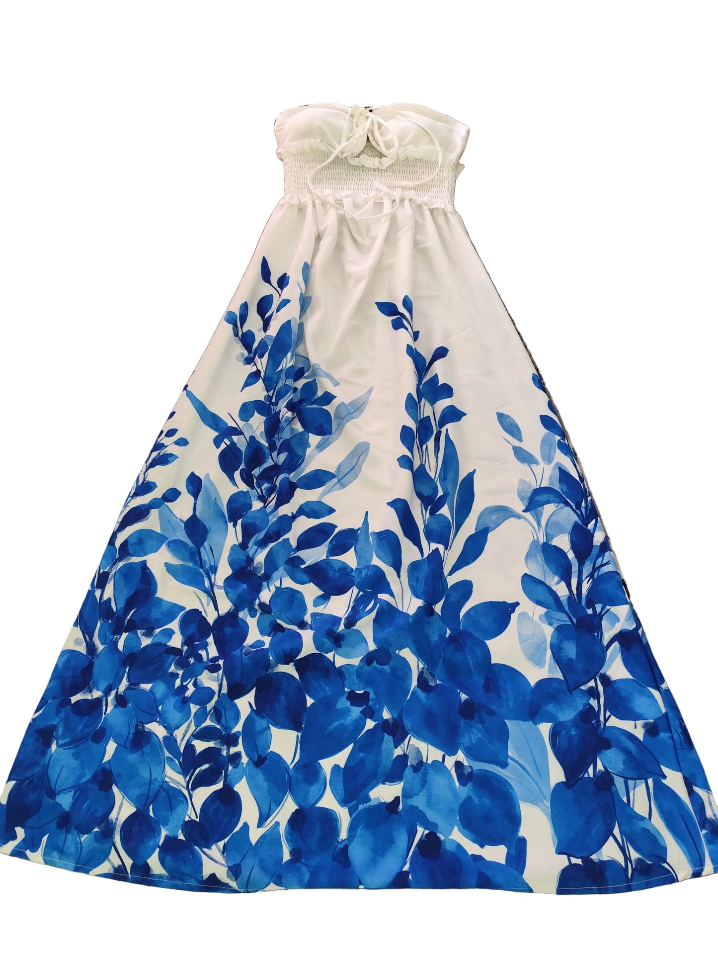 Robe longue estivale à motifs feuillages – Élégante et légère