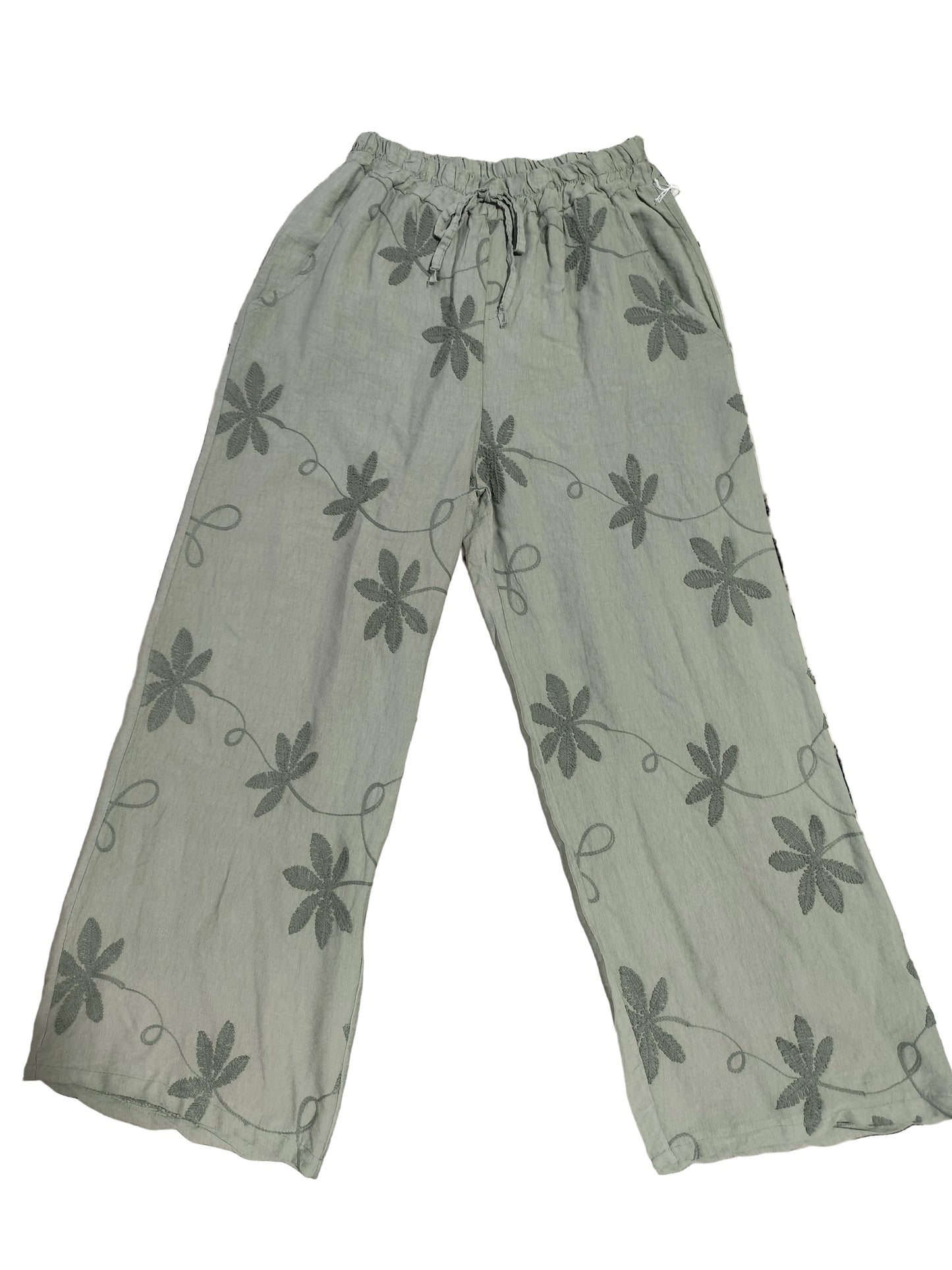 Pantalon coton Fluide Brodé "Élégance Italienne" – Style Boho-Chic
