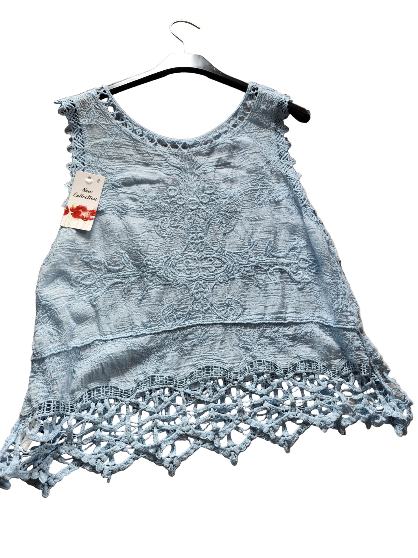 Top de Été Bohème en Gaze de Coton Brodée