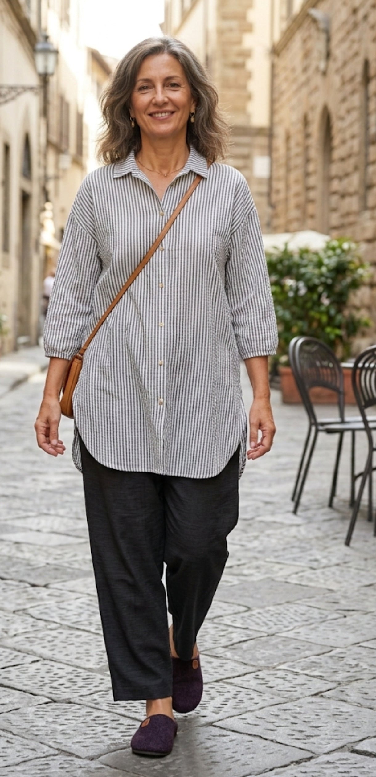 Ensemble Tunique Rayée & Pantalon Large – Élégance & Confort!