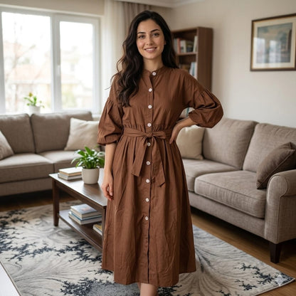 Robe longue élégante en coton