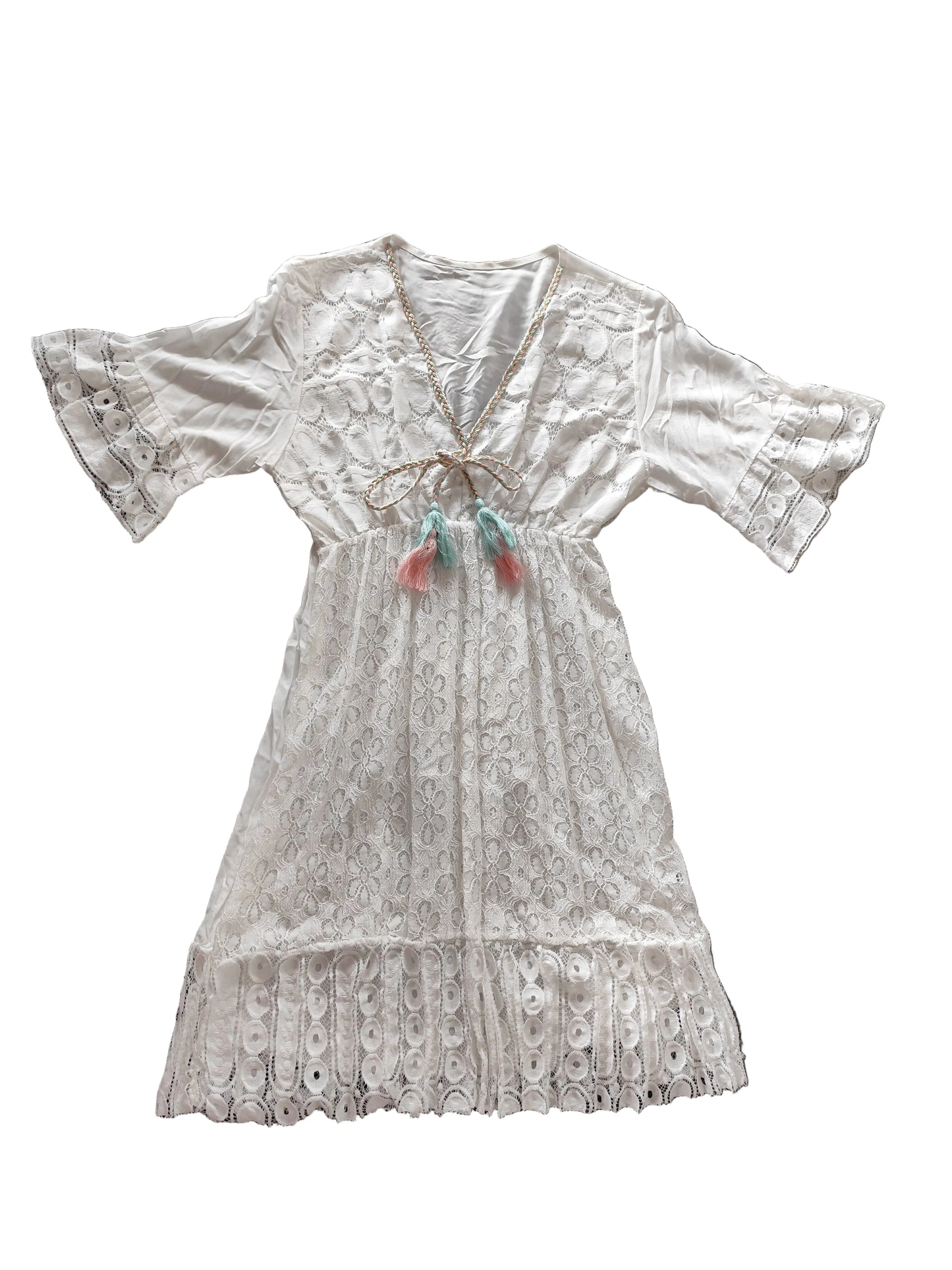 👗 Robe de Plage Bohème en Dentelle Blanche - Style Italien