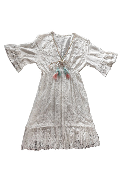 👗 Robe de Plage Bohème en Dentelle Blanche - Style Italien