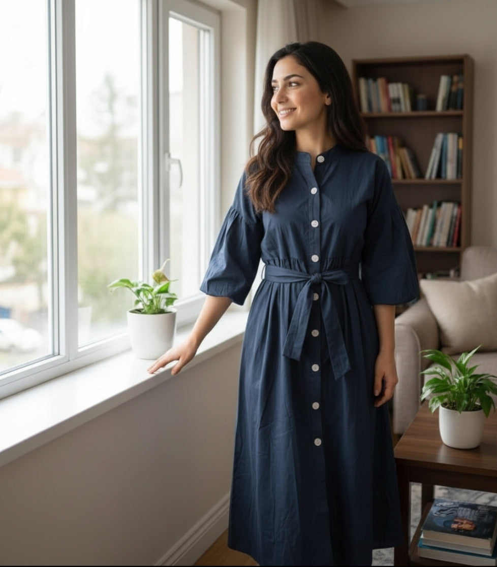 Robe longue élégante en coton