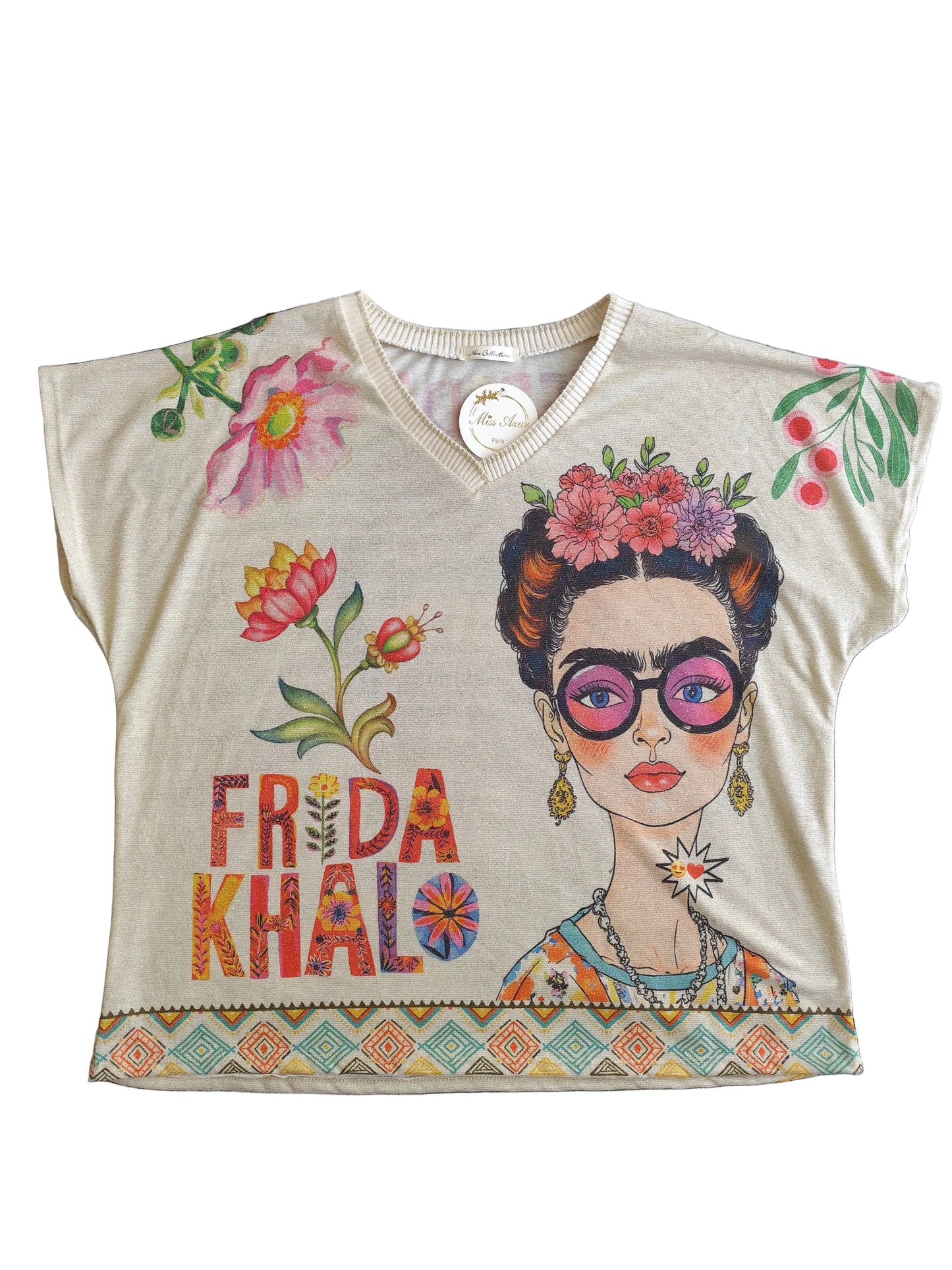 T-shirt Artistique "Frida" – Style Bohème & Confort Absolu, fabrique en Italie