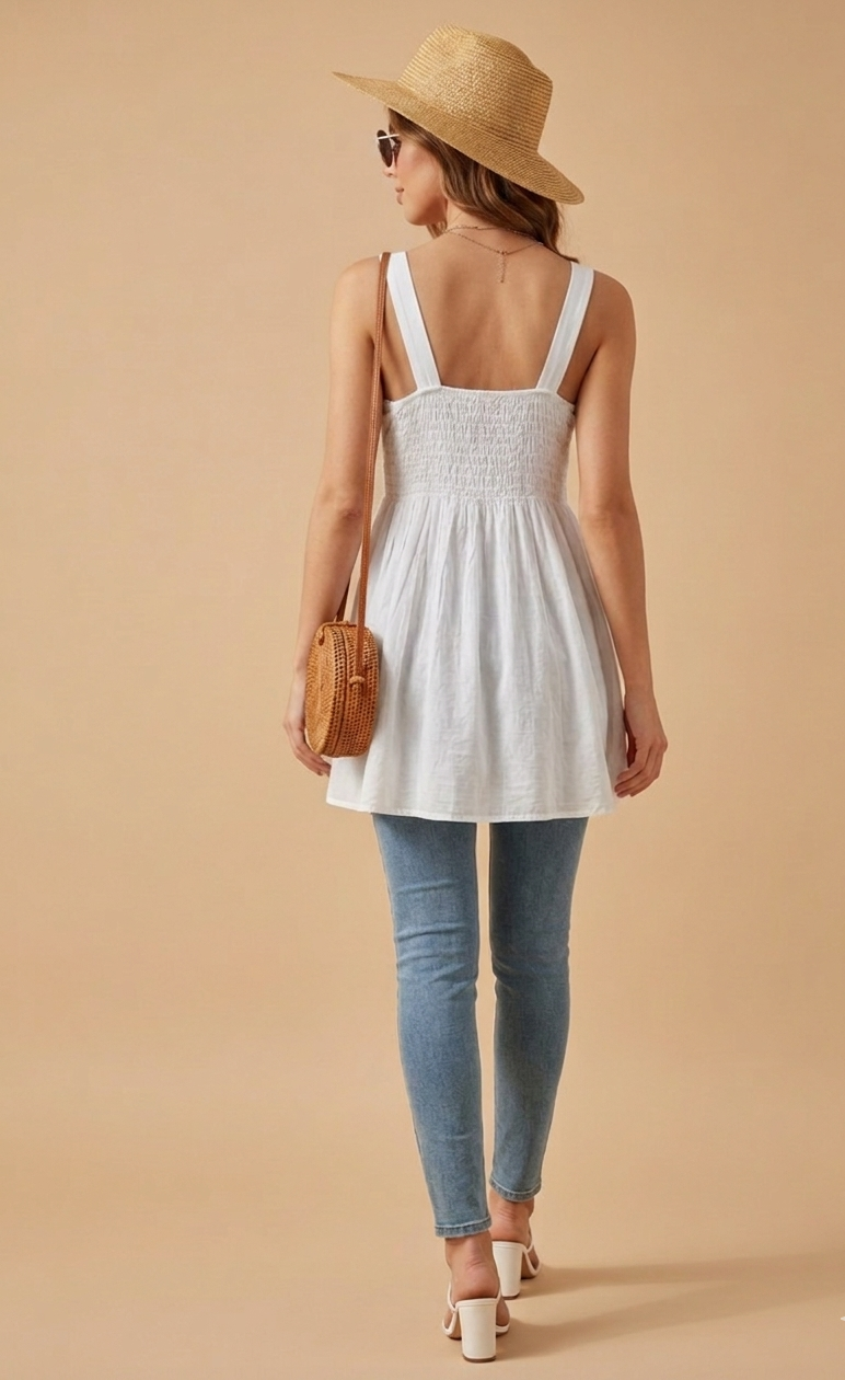 Top Tunique / Mini-Robe en Broderie Anglaise – Style Bohème Chic