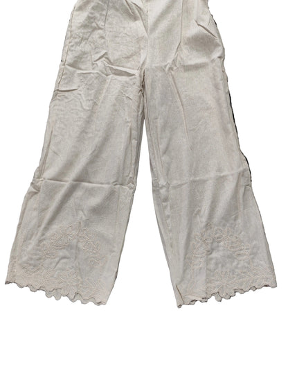 Pantalon Large en Coton - Style Bohème avec Broderie Anglaise