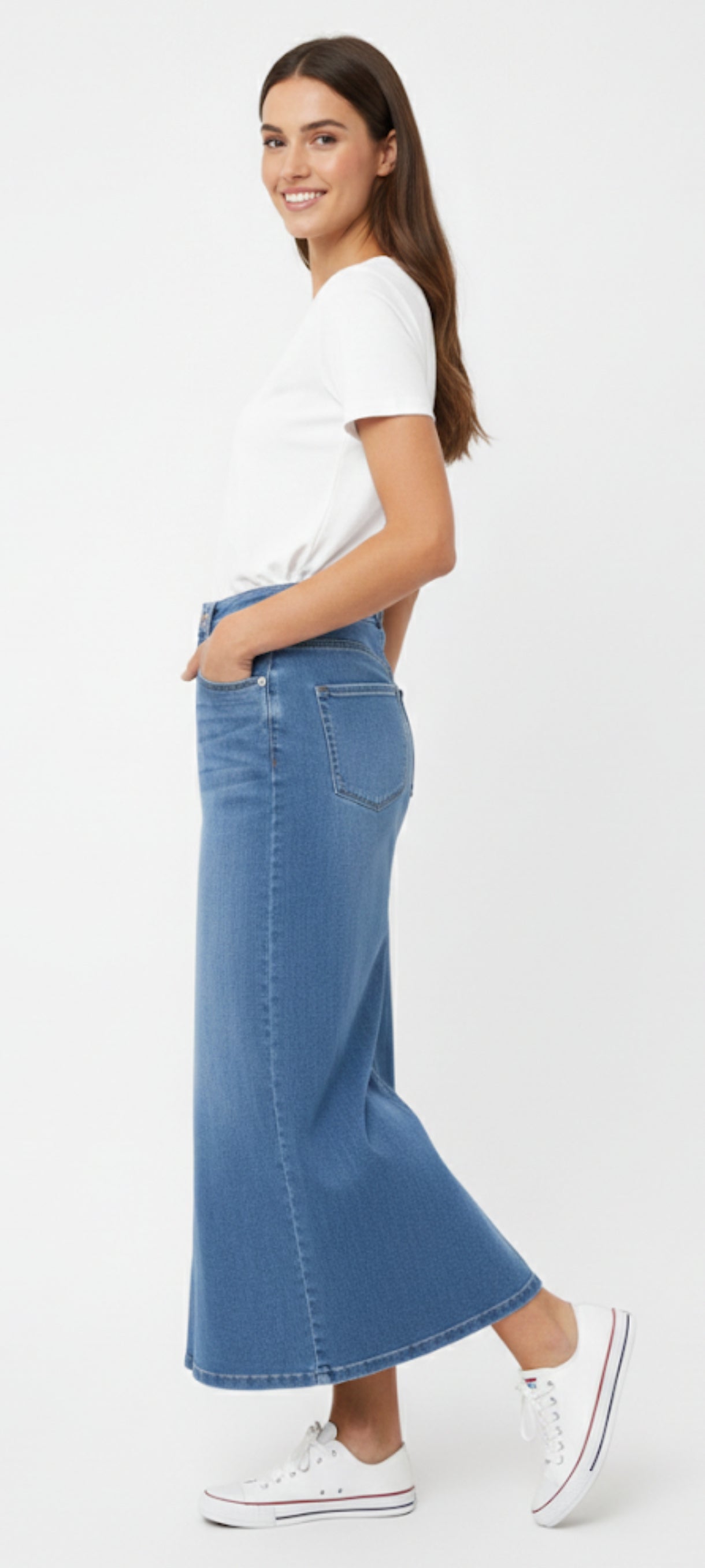 Jupe Longue en Jean – Coupe Droite & Taille Haute ✨