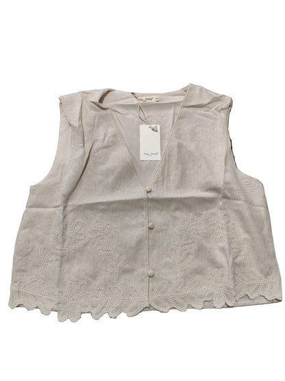 Gilet court brodé en coton – Esprit Bohème Chic