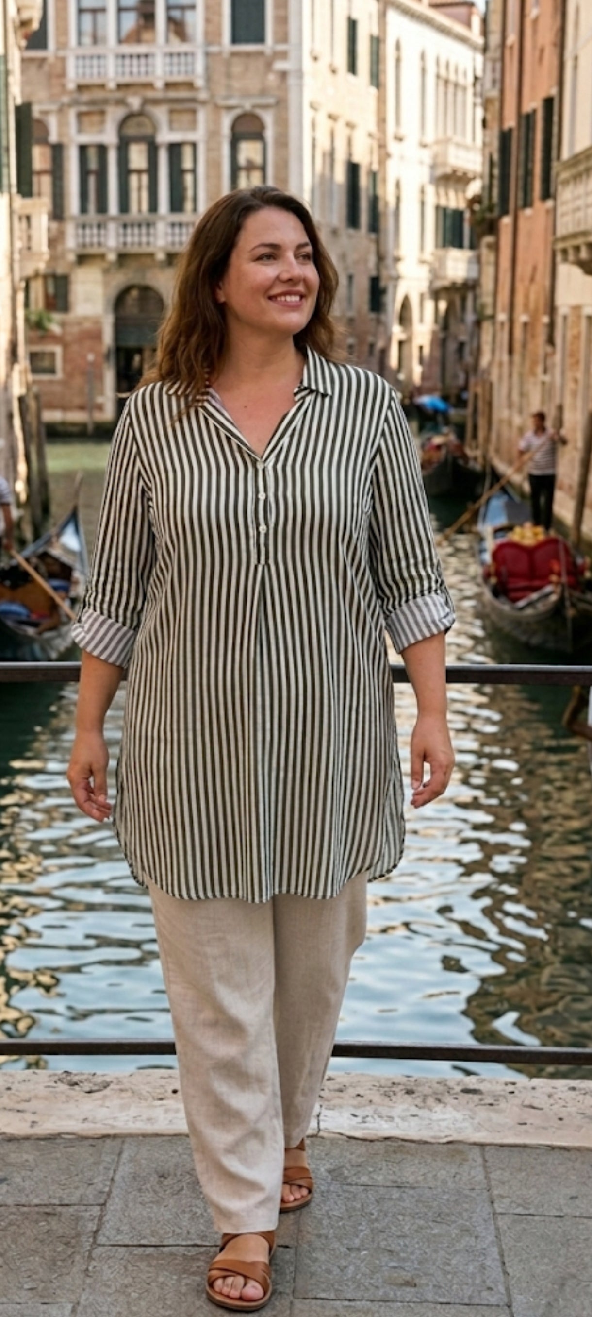 Tunique Longue Rayée - Chic & Décontractée (Style Italien)
