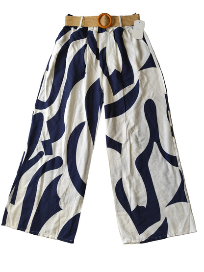 Pantalon Large Fluide à Imprimé Abstrait – Chic & Estival