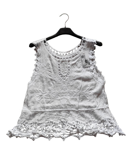 Top de Été Bohème en Gaze de Coton Brodée