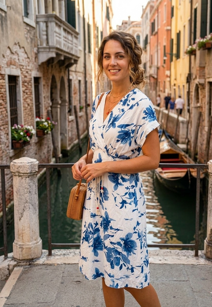 🌸 Robe Mi-Longue Fleurie - Style "Dolce Vita" 🌸