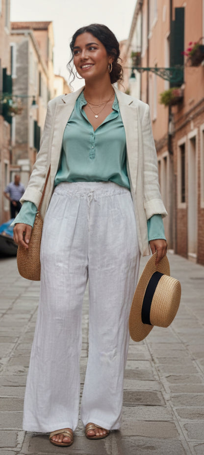 Pantalon large bohème chic en coton – Idéal pour l'été
