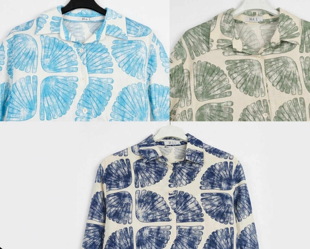 🐚 Chemise d'Été Imprimé Coquillages & Volutes