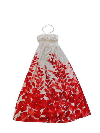 Robe longue estivale à motifs feuillages – Élégante et légère