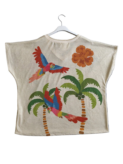 T-shirt en Maille Légère – Style Tropical Chic (Fabriqué en Italie)