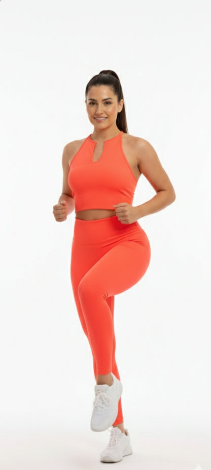 Ensemble de Sport Côtelé (Crop Top & Legging) – Plusieurs Coloris