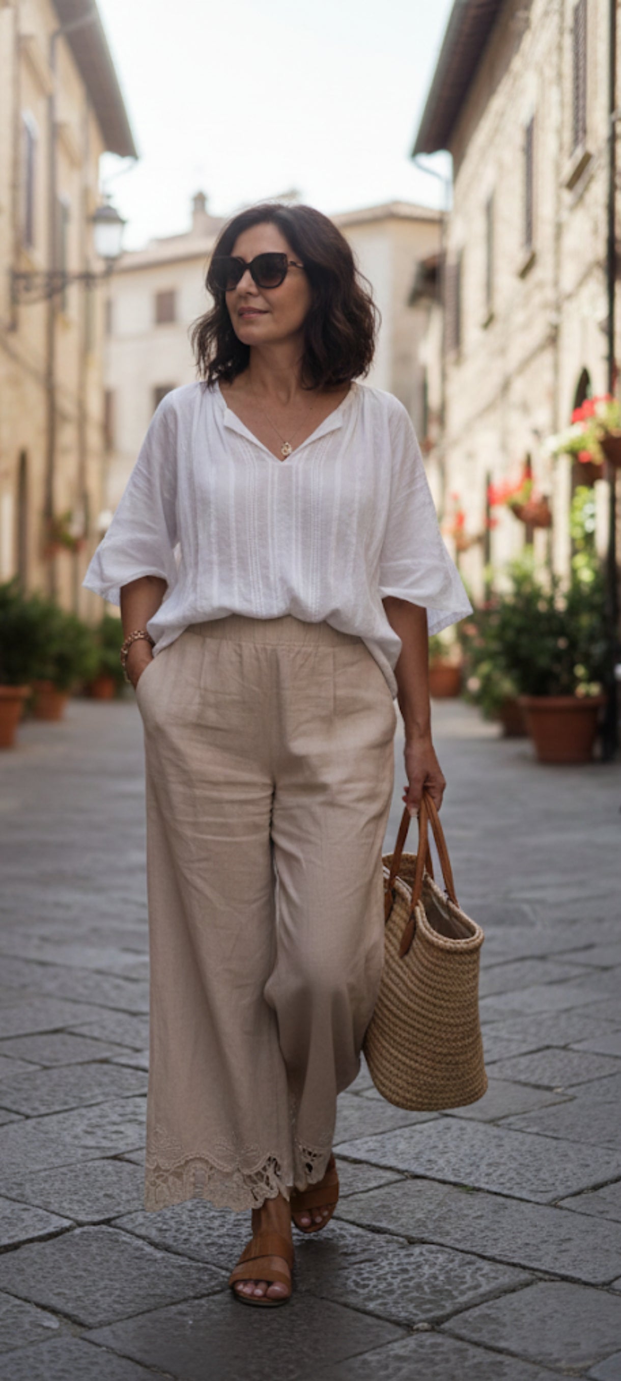Pantalon large bohème chic en 100% Coton