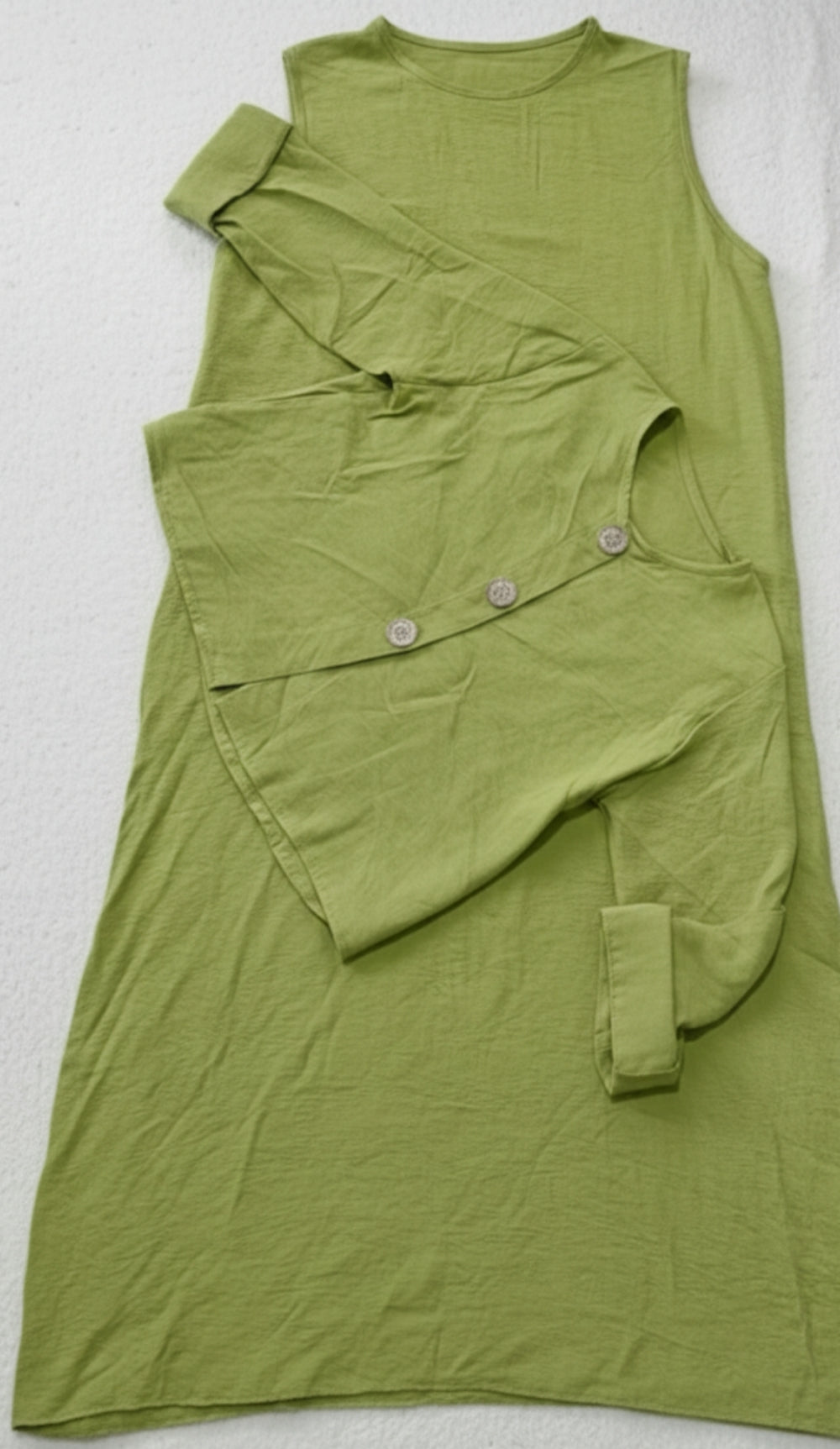 Ensemble Élégant 2 Pièces : Robe Longue Sans Manches et Veste Boutonnée