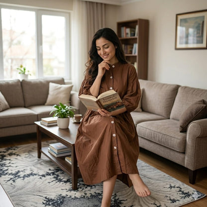 Robe longue élégante en coton