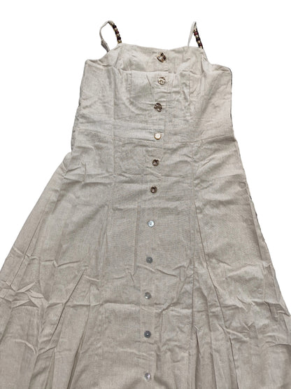 Robe Longue d'Été en Lin Mélangé – Élégance Naturelle & Détails Bijoux(Df158)