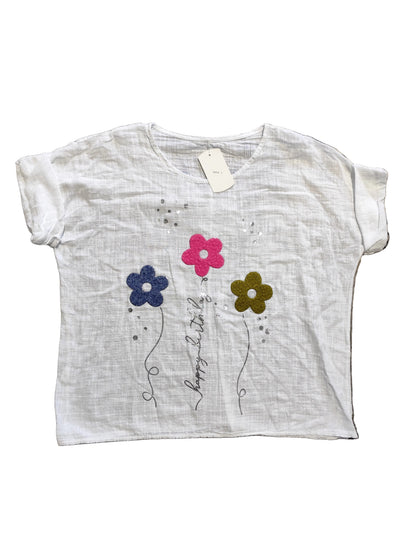 Tunique Bohème en Coton – Motifs Floraux & Détails Argentés